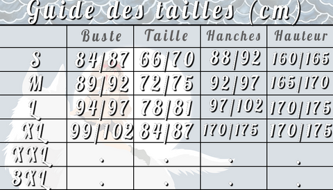 Guide des tailles pour le Cosplay Château Ambulant Sophie