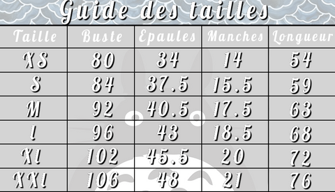 Guide des tailles T-shirt Totoro Hip Hop