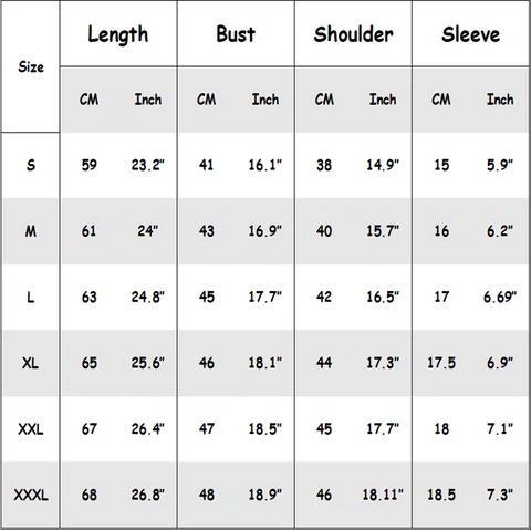 Guide de tailles T-Shirt Ponyo Sur la Falaise