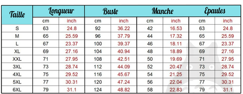 Guide des tailles Sweat Totoro
